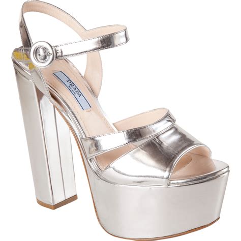 Prada silver platform heels